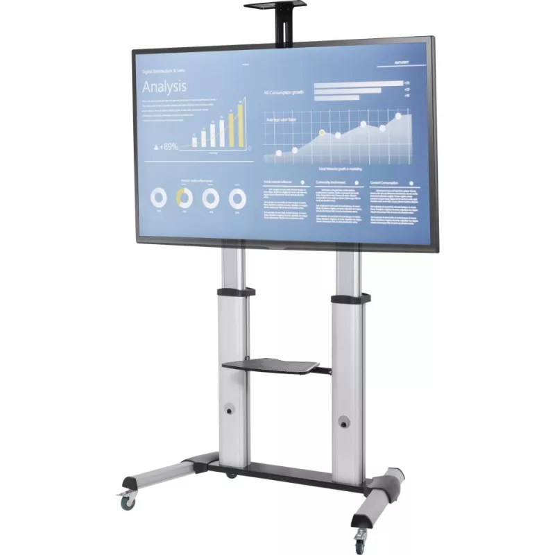 Techly ICA-TR24 mobiele tv-standaard, 60-100 inch, 100 kg, met planken