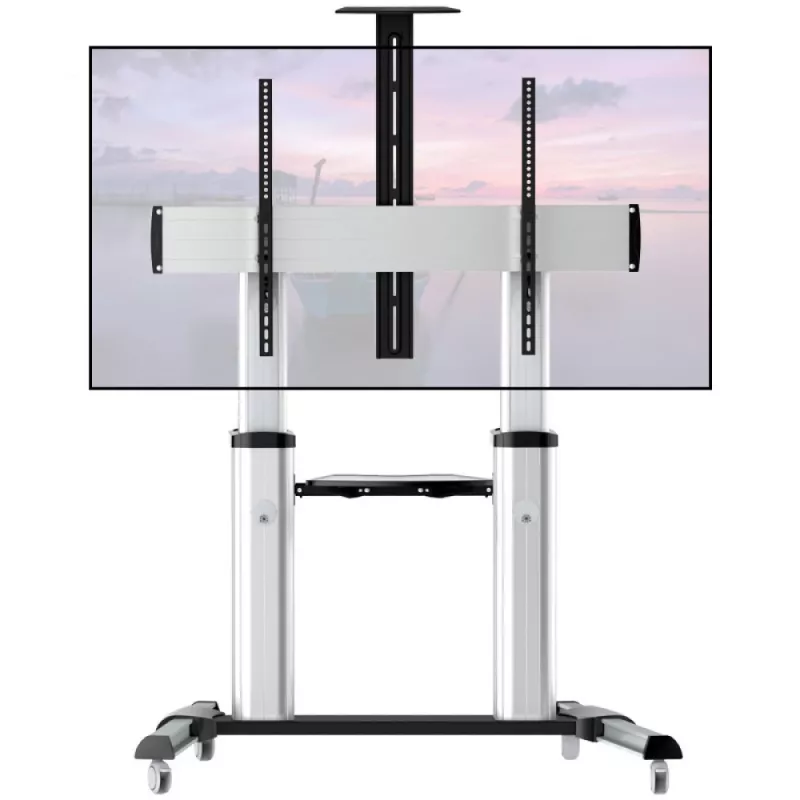 Techly ICA-TR24 mobiele tv-standaard, 60-100 inch, 100 kg, met planken