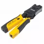 Intellinet universele modulaire plug-krimptang en kabeltester, 2-in-1 krimptang en kabeltester: knipt, stript, termineert en test, RJ45/RJ11/RJ12/RJ22