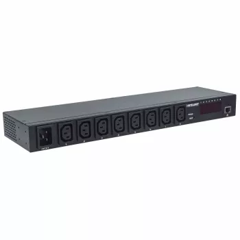Intellinet 19 inch intelligente 8-poorts PDU, 19 inch rack-montabele C13 intelligente stroomverdeleenheid; bewaakt vermogen, temperatuur en luchtvochtigheid
