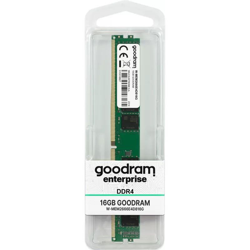 GOODRAM W-MEM2666E4D816G 16 GB (1 x 16 GB) DDR4 2666 MHz ECC UDIMM CL19 geheugenmodule