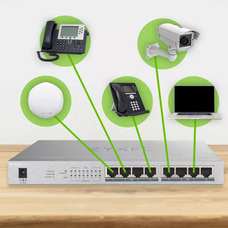 Zyxel GS1008HP unmanaged Gigabit Ethernet (10/100/1000) Power over Ethernet (PoE) grijs