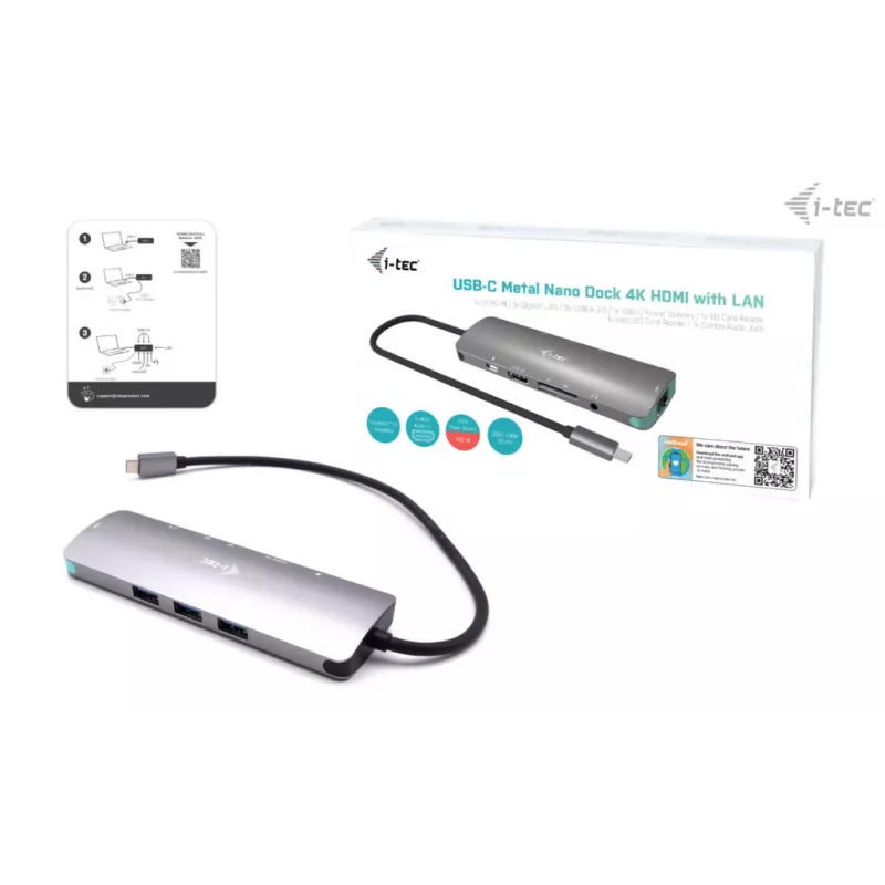 Dockingstation i-tec Metal USB-C Nano Docking Station 4K HDMI LAN Power Delivery 100 W