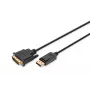 DIGITUS DisplayPort-adapterkabel, DP - DVI (24+1) M/m, 2m met vergrendeling, DP 1.1a compatibel, CE zwart