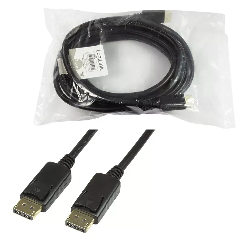 DisplayPort-kabel LogiLink CV0076 7,5 m zwart