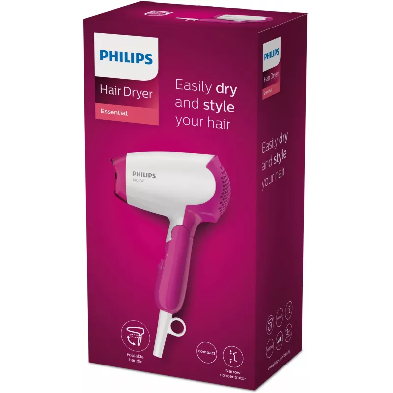 Philips Essential Care BHD003/00 haardroger 1400 W roze, wit