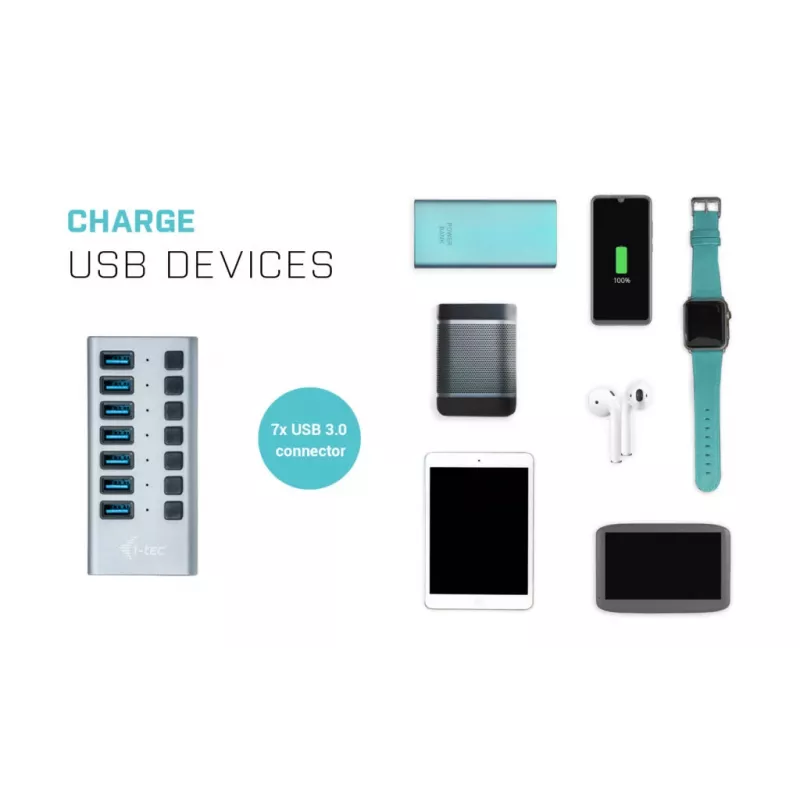 i-tec USB 3.0 Charging HUB 7port + voedingsadapter 36 W