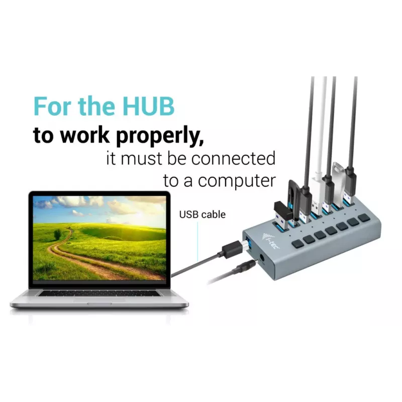 i-tec USB 3.0 Charging HUB 7port + voedingsadapter 36 W
