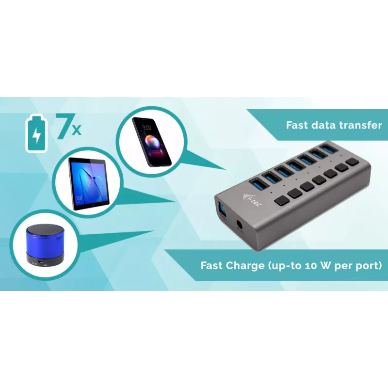 i-tec USB 3.0 Charging HUB 7port + voedingsadapter 36 W