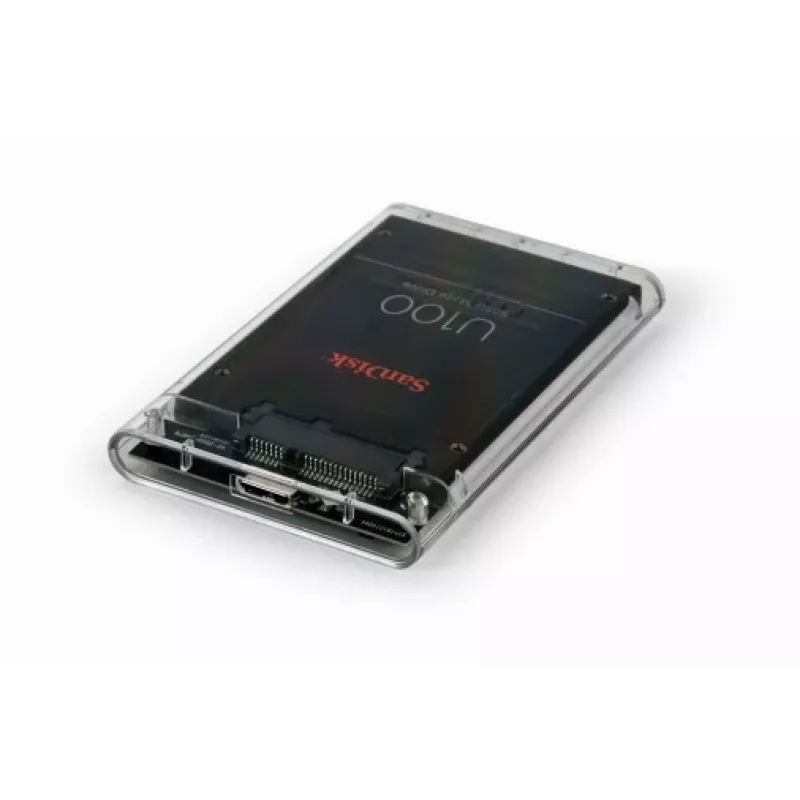 GEMBIRD USB 3.0 behuizing voor 2,5 inch SATA HDD 9,5 mm, transparant kunststof