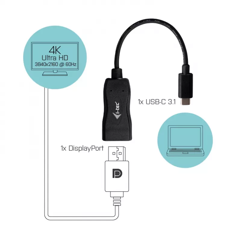 i-tec USB-C Display Port-adapter 4K/60 Hz