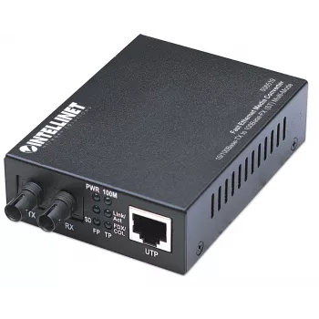 Intellinet Fast Ethernet-mediaconverter, 10/100Base-Tx naar 100Base-Fx (ST) multimode, 2 km (1,24 mijl)