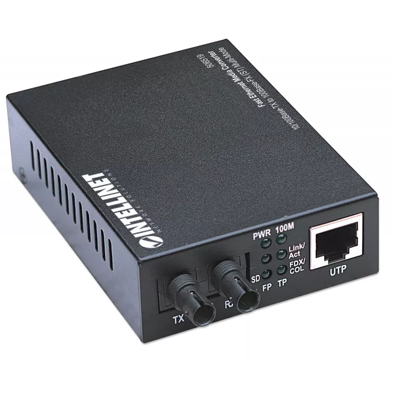 Intellinet Fast Ethernet-mediaconverter, 10/100Base-Tx naar 100Base-Fx (ST) multimode, 2 km (1,24 mijl)