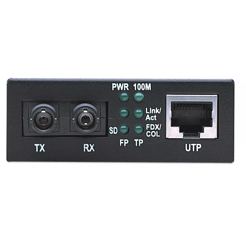 Intellinet Fast Ethernet-mediaconverter, 10/100Base-Tx naar 100Base-Fx (ST) multimode, 2 km (1,24 mijl)