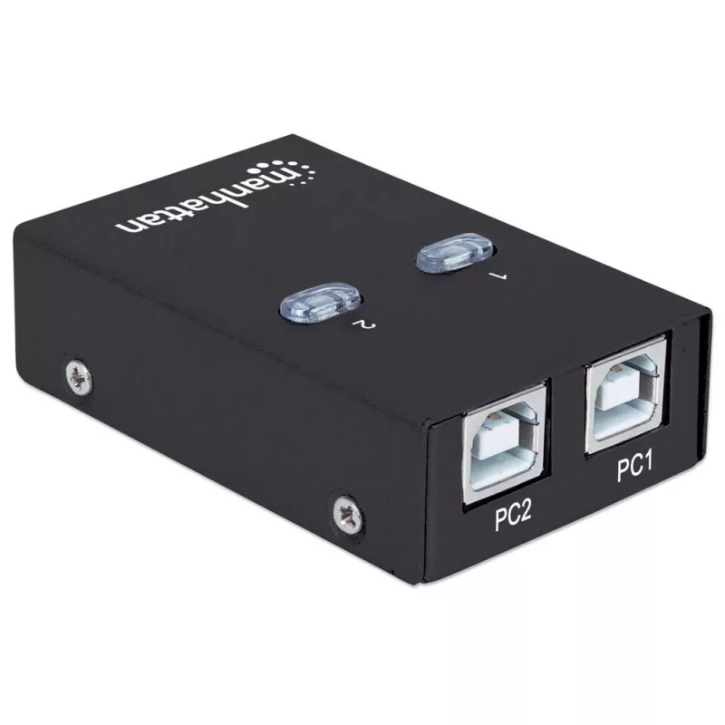 Manhattan 162005 automatische USB 2.0-deelschakelaar, 2 poorten, 480 Mbps