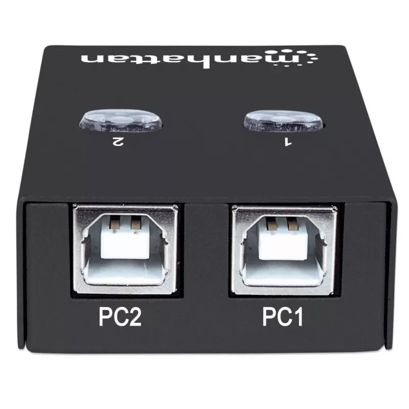 Manhattan 162005 automatische USB 2.0-deelschakelaar, 2 poorten, 480 Mbps