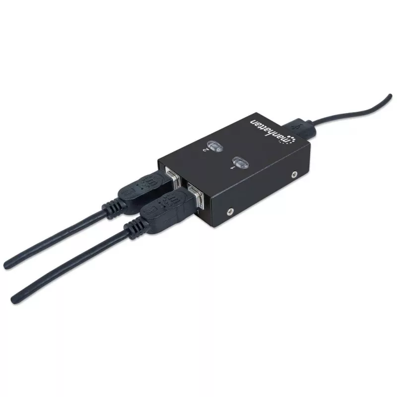 Manhattan 162005 automatische USB 2.0-deelschakelaar, 2 poorten, 480 Mbps