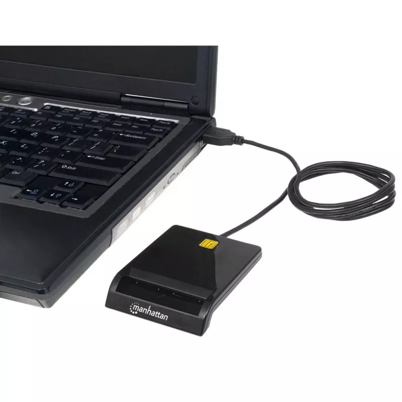 Manhattan 102049 contact-smartcardlezer, USB-A 2.0, 12 Mbps, kabel 1,05 m, zwart, ABS-behuizing