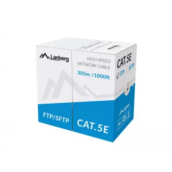 LANBERG patchkabel - Cat.5e Ftp Solid Cu Grijs Cpr + Fluke geslaagd - 305m
