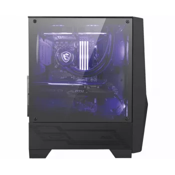MSI MAG FORGE 100M Midi-Tower gaming-behuizing 'Zwart, 2x 120mm RGB PWM ventilator, 1x 120mm ventilator, 1-6 RGB hub, gehard glazen paneel, ATX, mATX, mini-ITX'