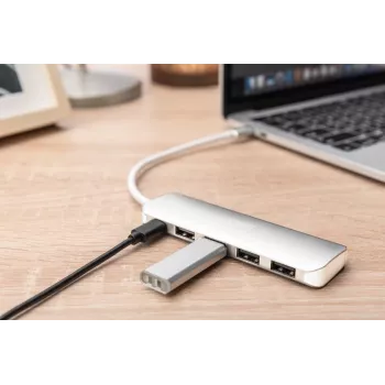 DIGITUS USB-C-hub 4-poorts PD 4x USB 3.0, 1x PD Charging, grijs