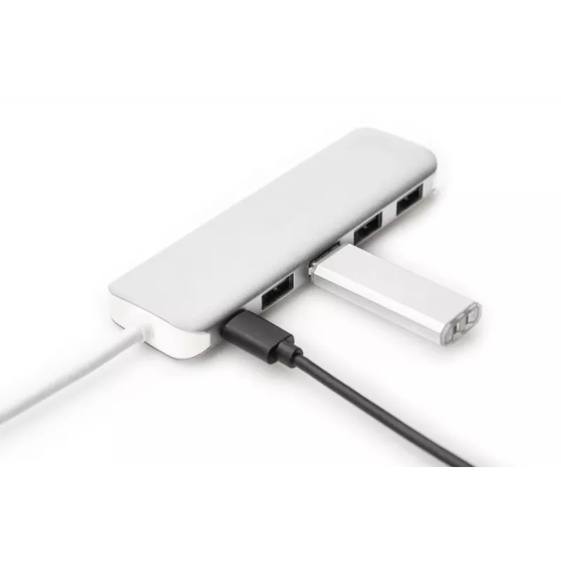 DIGITUS USB-C-hub 4-poorts PD 4x USB 3.0, 1x PD Charging, grijs