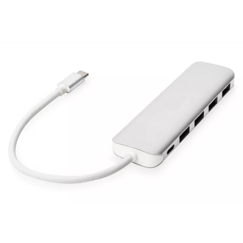 DIGITUS USB-C-hub 4-poorts PD 4x USB 3.0, 1x PD Charging, grijs
