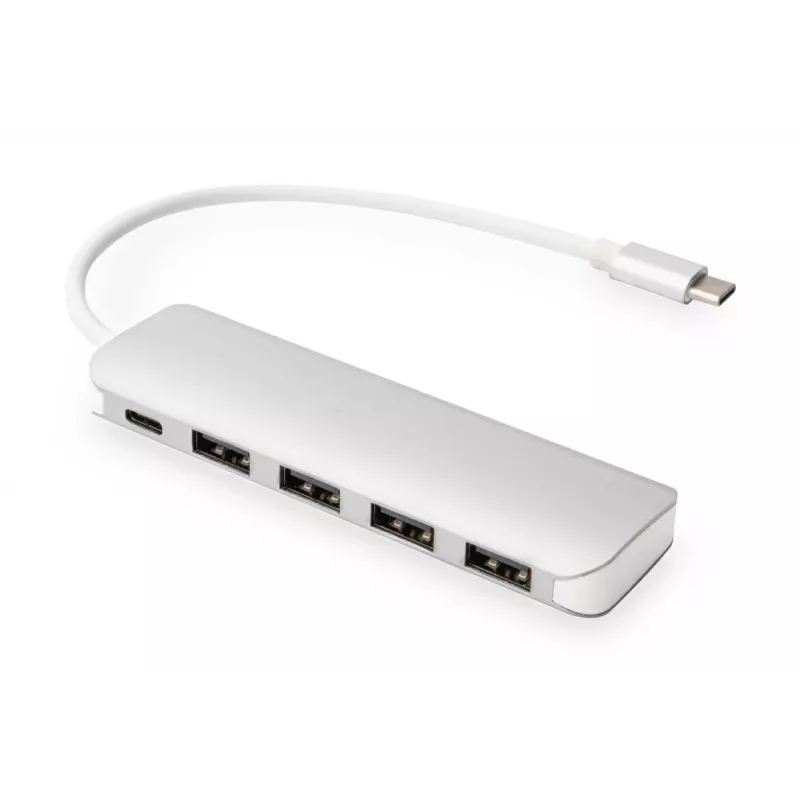 DIGITUS USB-C-hub 4-poorts PD 4x USB 3.0, 1x PD Charging, grijs