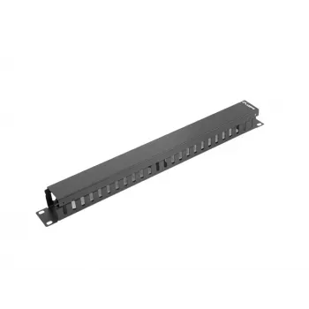 Rack-kabelgeleidingspaneel LANBERG AK-1201-B – 1U metaal, 19 inch (48,3 cm), diepte 67,5 mm, zwart
