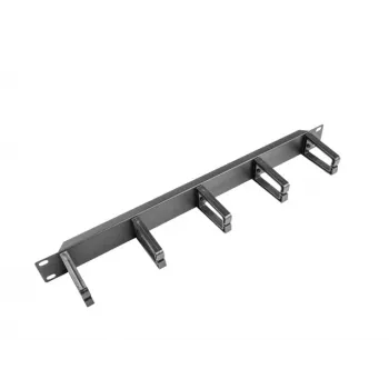 Kabelmanagementpaneel LANBERG AK-1202-B, 1U, 19 inch (482,6 mm) breed, diepte 78,7 mm, zwart