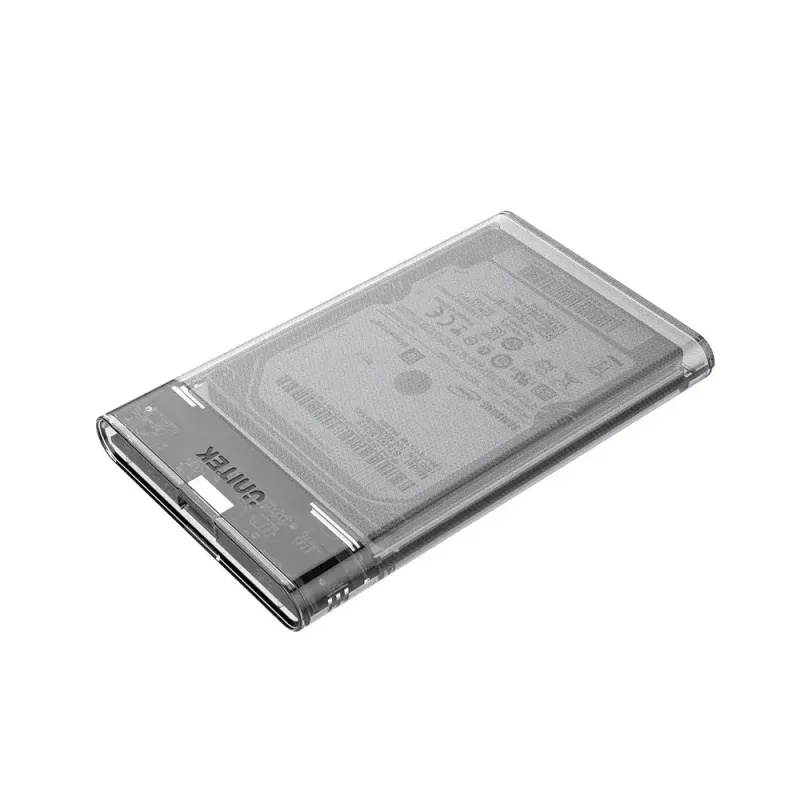 Unitek HDD/SSD-behuizing S1103A transparant voor 2,5-inch SATA III-schijven, USB 3.1 Gen 1 (Micro-USB B)
