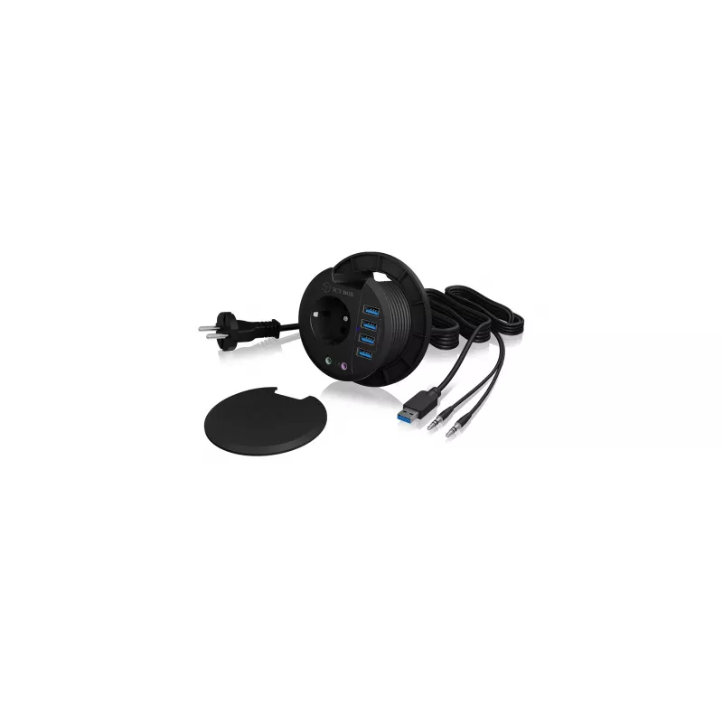 ICY BOX IB-HUB1430 contactdoos zwart