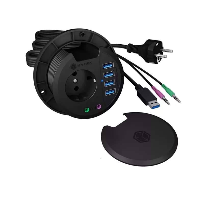ICY BOX IB-HUB1430 contactdoos zwart