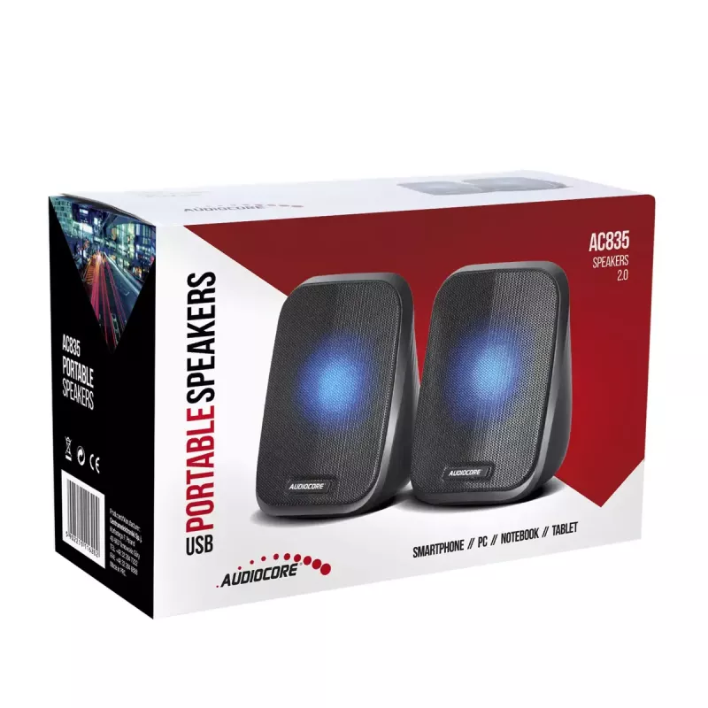 Luidspreker Audiocore AC835 bedraad 2.0 6 W USB zwart tafelluidspreker