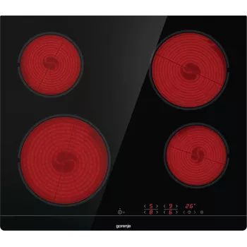 Inbouw-keramische kookplaat Gorenje ECT641BSC, 60 cm, 4 zones, touchbediening, zwart