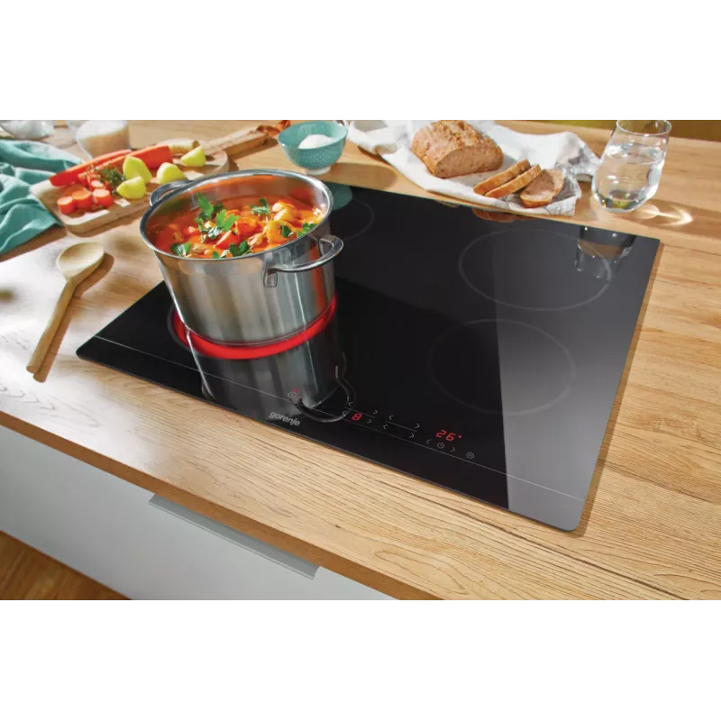 Inbouw-keramische kookplaat Gorenje ECT641BSC, 60 cm, 4 zones, touchbediening, zwart