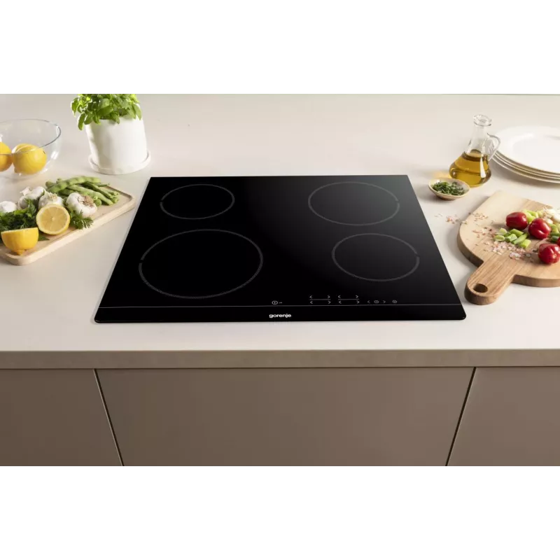 Inbouw-keramische kookplaat Gorenje ECT641BSC, 60 cm, 4 zones, touchbediening, zwart