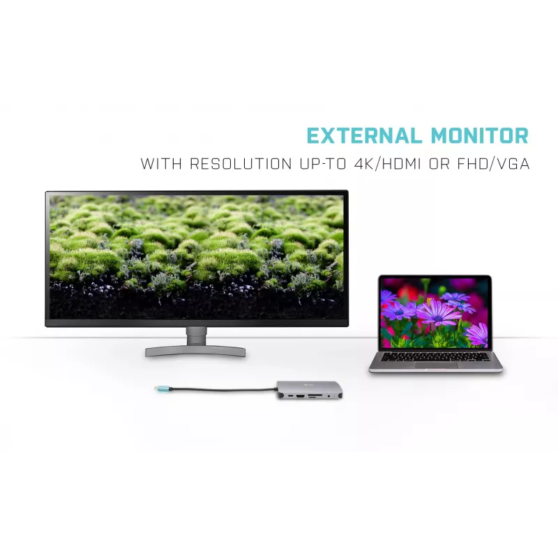 Docking Station i-tec Metal USB-C Travel Nano Dock HDMI/VGA met LAN + Power Delivery 100 W