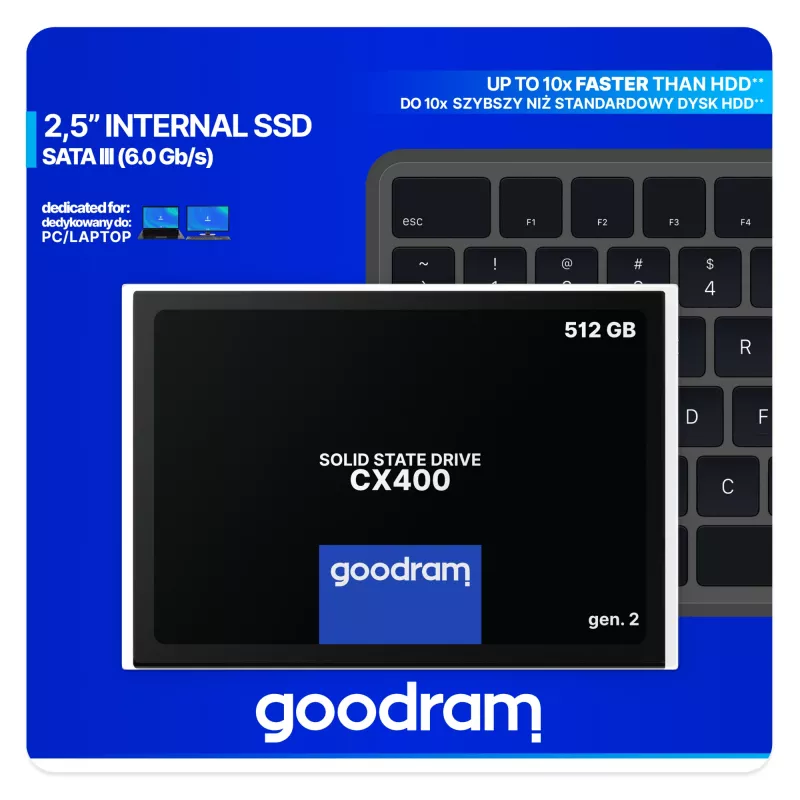 2,5 inch SATA III SSD GOODRAM SSDPR-CX400-512-G2 – 512 GB, 550/500 MB/s, 3D TLC