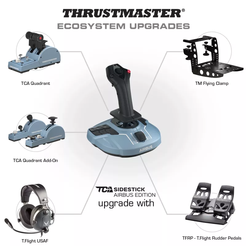 Thrustmaster TCA Sidestick Airbus Edition zwart, blauw USB-joystick pc