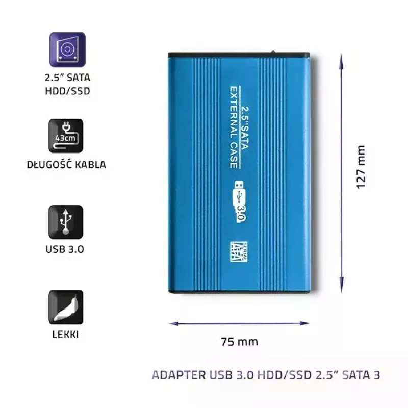 Harde-schijfadapter QOLTEC 51859 USB 3.0 voor 2,5-inch SATA3-stations