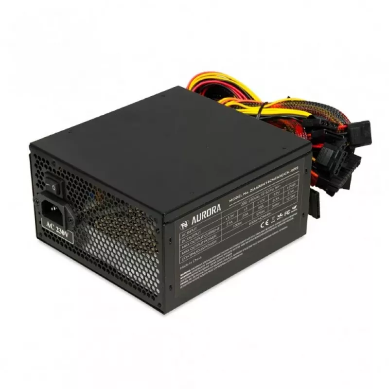Voeding IBOX iBox Aurora 500 W 20+4 pin ATX, 140mm-ventilator, wit