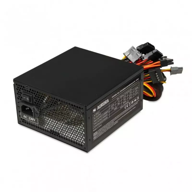 Voeding IBOX iBox Aurora 500 W 20+4 pin ATX, 140mm-ventilator, wit