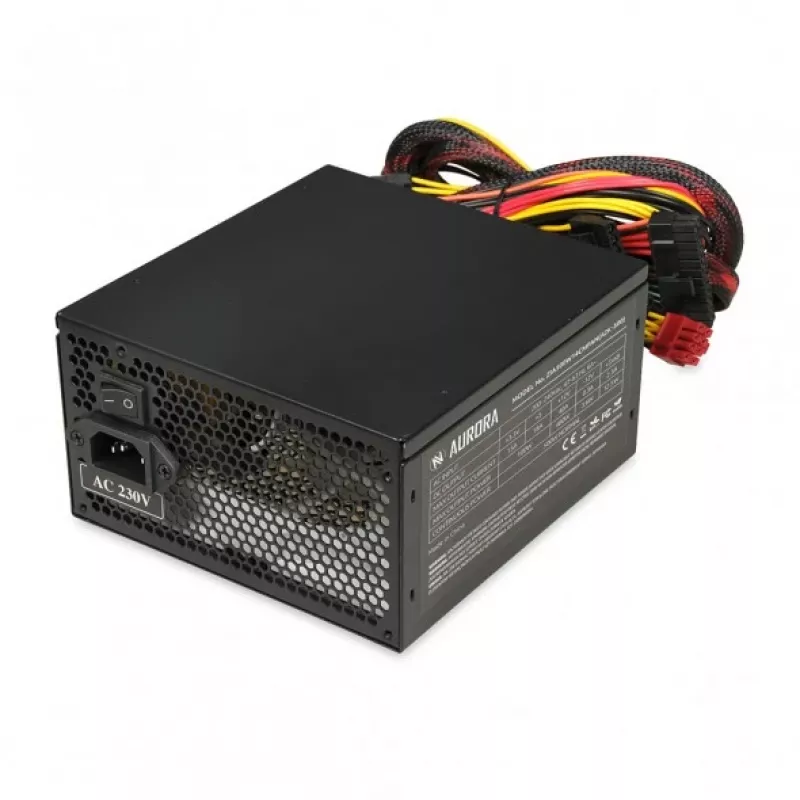 Voeding IBOX iBox Aurora 500 W 20+4 pin ATX, 140mm-ventilator, wit