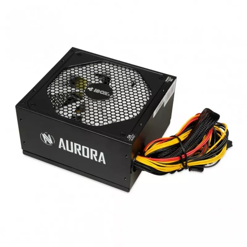 Voeding IBOX iBox Aurora 500 W 20+4 pin ATX, 140mm-ventilator, wit