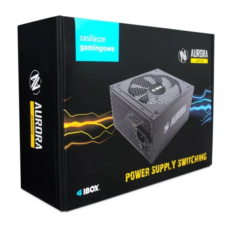 Voeding IBOX iBox Aurora 500 W 20+4 pin ATX, 140mm-ventilator, wit