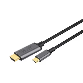 DIGITUS USB-C - HDMI adapter, 2m 4K/30Hz, zwart, metalen behuizing