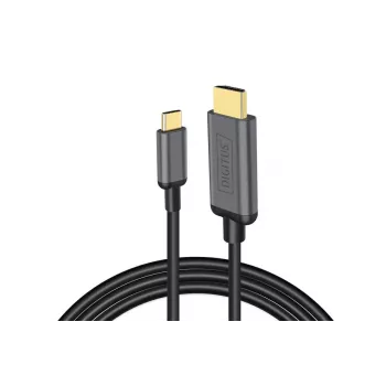 DIGITUS USB-C - HDMI adapter, 2m 4K/30Hz, zwart, metalen behuizing