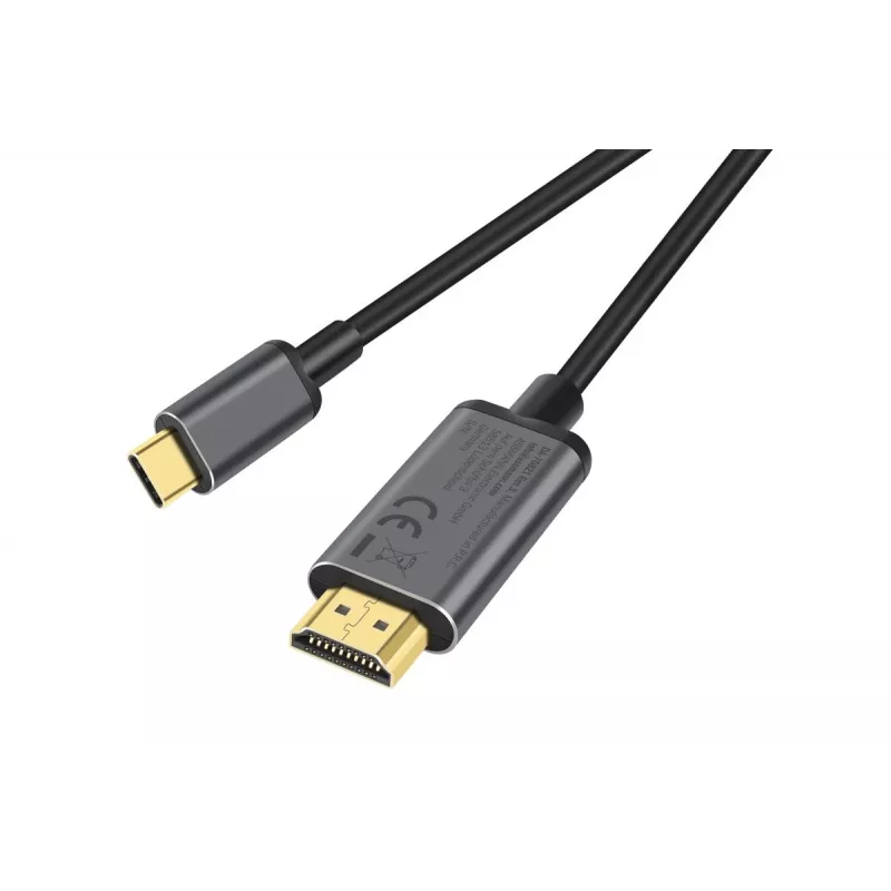 DIGITUS USB-C-naar-HDMI-adapterkabel, 4K/30 Hz, 1,8 m, zwart