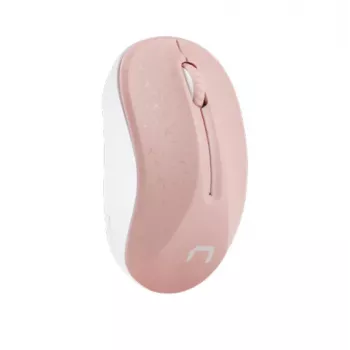 Draadloze RF optische muis NATEC Toucan Office — ambidexter, 1600 DPI, 3 knoppen, wiel, wit/roze